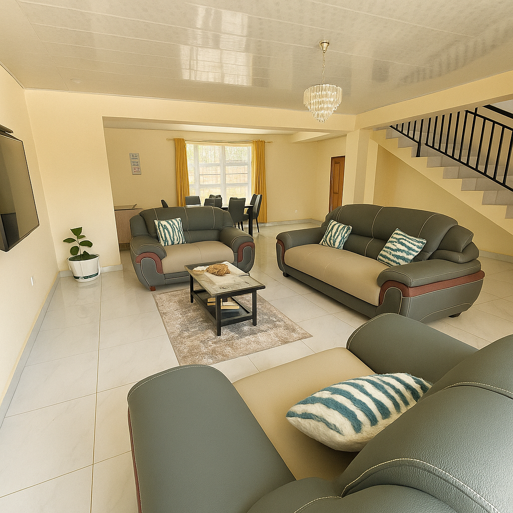 Comfortable living room with smart TV